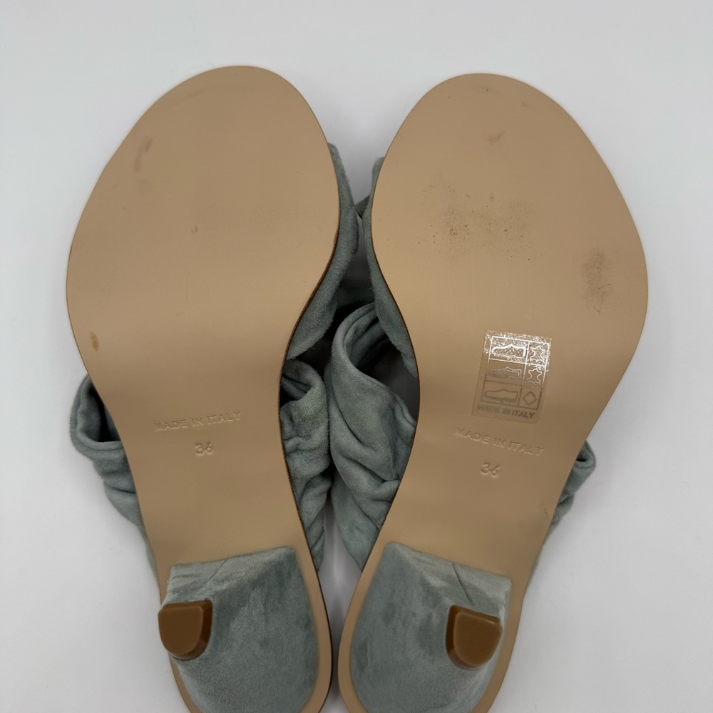 Ann Klein Collection Blue Suede Knot Mules Elegant Slip On Open Toes Sandals - Picture 10 of 12
